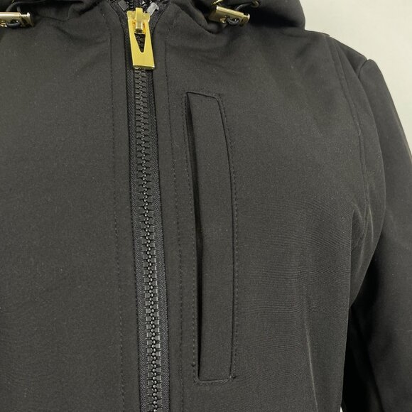 Via Spiga Black Quilted Hooded Coat With Golden Detail & Leopard Lining Szize S - Picture 9 of 13